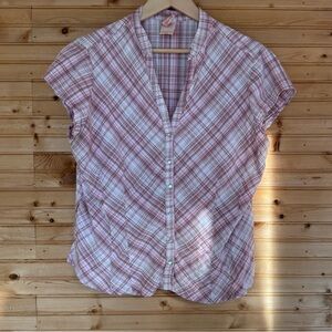 Faded Glory Short Sleeved Button Down Shirt Pink Pearl Buttons Women’s Size 16W